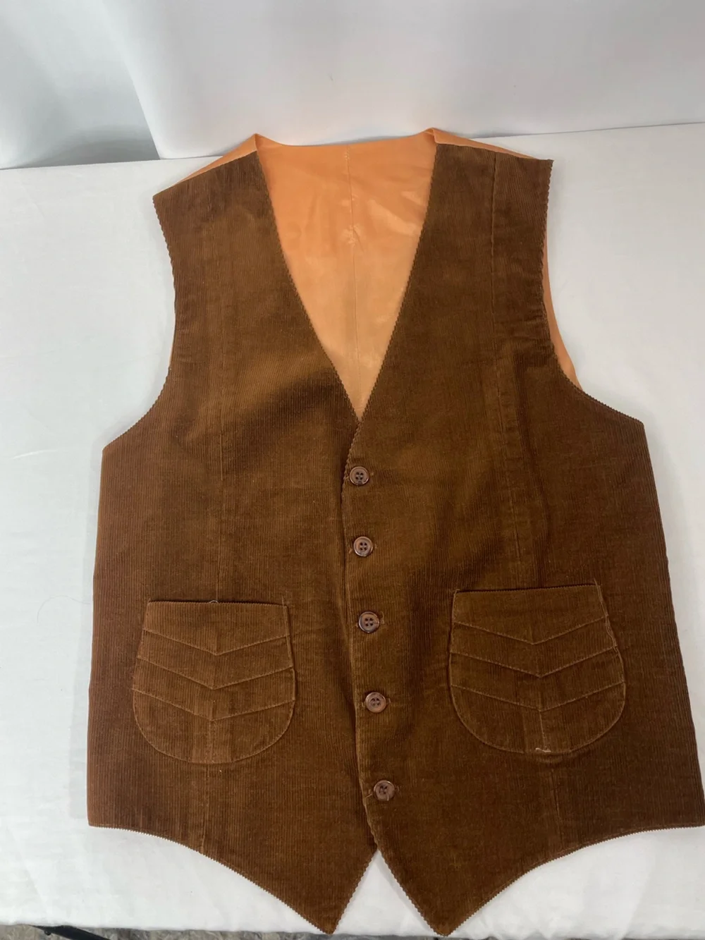 Vintage 70s Brown Corduroy 3 Piece Suit Set Bell Bottom Western Disco 40R 33